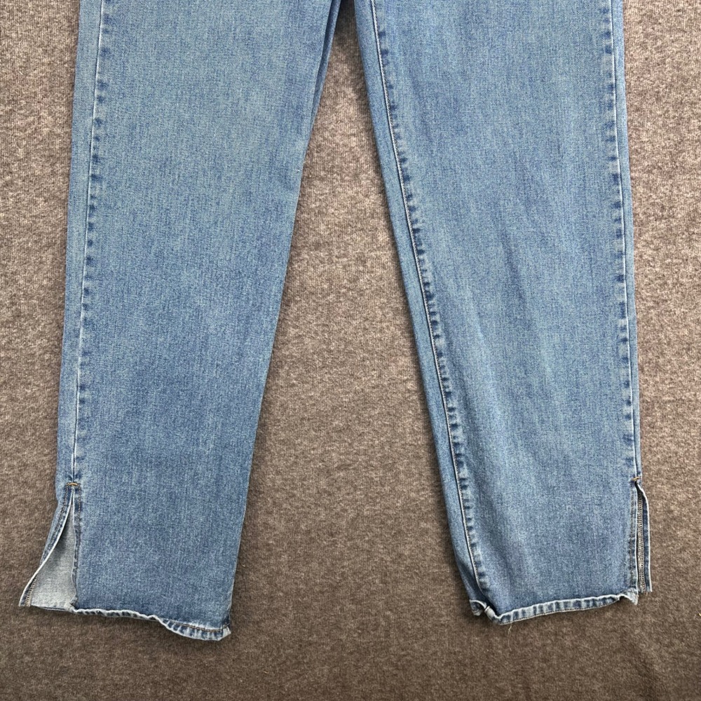 PrettyLittleThing Womens High Waisted Straight Leg Jeans Blue Side Slit Size 10 - Picture 3 of 14